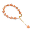 Peach Moonstone Beads Bracelet: 45.00cts Natural Untreated Moonstone Fancy Both Side Faceted Checker Cut Brass Bracelet 9mm 6.50"+2"