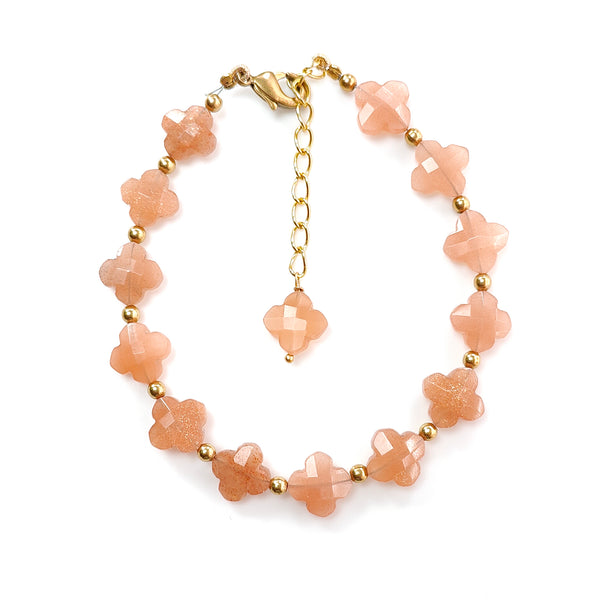 Peach Moonstone Beads Bracelet: 45.00cts