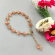 Peach Moonstone Beads Bracelet: 45.00cts Natural Untreated Moonstone Fancy Both Side Faceted Checker Cut Brass Bracelet 9mm 6.50"+2"