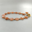 Peach Moonstone Beads Bracelet: 45.00cts Natural Untreated Moonstone Fancy Both Side Faceted Checker Cut Brass Bracelet 9mm 6.50"+2"