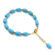 Blue Synthetic Turquoise Beads Bracelet: 63.20cts Simulant Turquoise Baguette Plain Brass Bracelet 11mm 7"