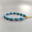 Blue Synthetic Turquoise Beads Bracelet: 63.20cts Simulant Turquoise Baguette Plain Brass Bracelet 11mm 7"