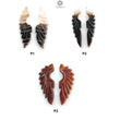 Multi Color Botswana Agate Gemstone Carving: Natural Untreated Bi-Color Agate Hand Carved Angel Wings Pair for Jewelry May Birthstone