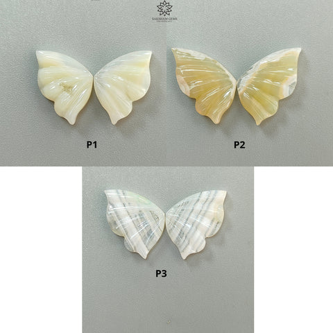 Multi Color Botswana Agate Gemstone Carving: Natural Untreated Bi-Color Agate Hand Carved Butterfly Pair for Jewelry May Birthstone