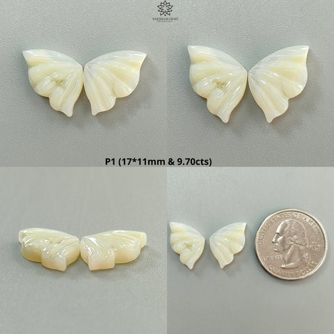 Multi Color Botswana Agate Gemstone Carving: Natural Untreated Bi-Color Agate Hand Carved Butterfly Pair for Jewelry May Birthstone