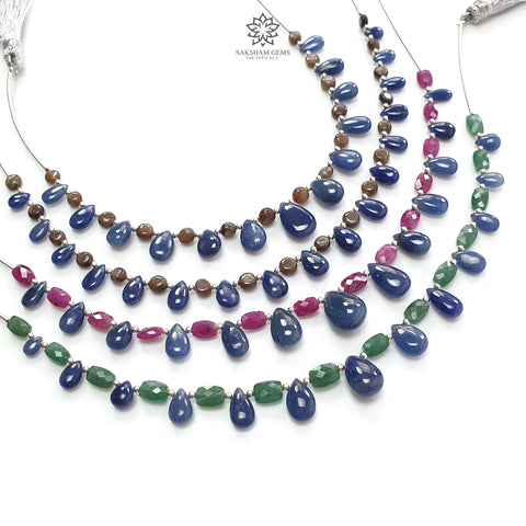 Sapphire Ruby Quartz Plain Beads: Natural Untreated Golden Sapphire Teardrop Cushion Plain 925 Sterling Silver 5