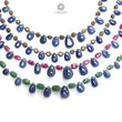 Sapphire Ruby Quartz Plain Beads: Natural Untreated Golden Sapphire Teardrop Cushion Plain 925 Sterling Silver 5"-7" Beads For Bracelet