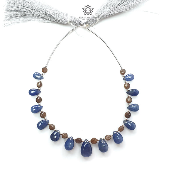 Sapphire Ruby Quartz Plain Beads: Natural Untreated Golden Sapphire Teardrop Cushion Plain 925 Sterling Silver 5"-7" Beads For Bracelet