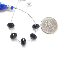 Black Sapphire Rondelle Loose Beads: 27.10cts Natural Untreated Sapphire Checker Cut Faceted 925 Sterling Silver Beads 10mm