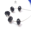 Black Sapphire Rondelle Loose Beads: 27.10cts Natural Untreated Sapphire Checker Cut Faceted 925 Sterling Silver Beads 10mm