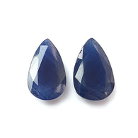 Blue Sapphire Gemstone Fancy Cut : 17.10cts Natural Untreated  Sapphire Both Side Faceted Pear Shape 17*10mm - 18*11mm 2pcs for Jewelry Set
