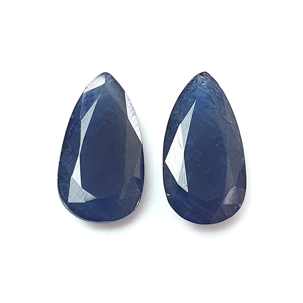 Blue Sapphire Gemstone Fancy Cut :21.70cts Natural Untreated  Sapphire Both Side Faceted Pear Shape Pair 20*11mm For Jewelry