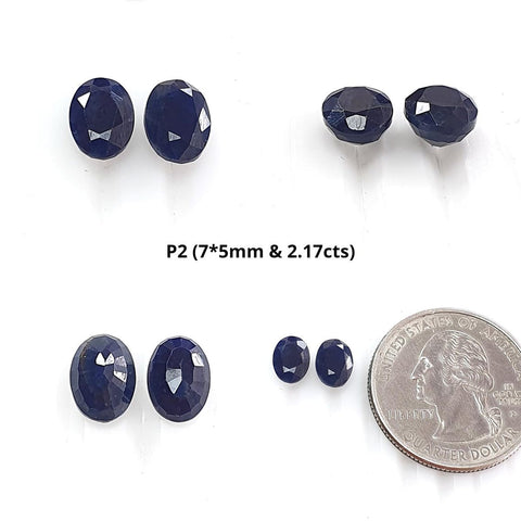 Blue Sapphire Oval Faceted Cut: 2.17cts Natural Untreated Unheated Sapphire Oval Shape Pair For Jewelry 7*5mm