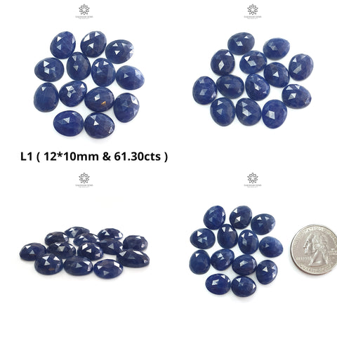 Blue Sapphire Gemstone Egg Rose : 12*10mm Natural Untreated Unheated Sapphire Egg Cut Shape 13pc Lot