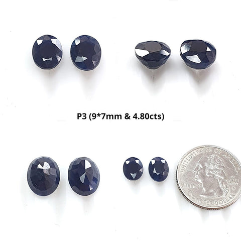 Blue Sapphire Oval Faceted Cut: 4.80cts Natural Untreated Unheated Sapphire Oval Shape Pair For Jewelry 9*7mm