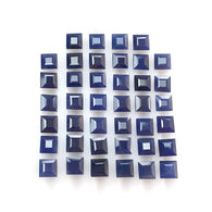 Blue Sapphire Gemstone Faceted Cut: 38.10cts Natural Untreated Sapphire Faceted Square Shape 5mm 40pcs Lot for Jewelry September Birthstone