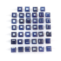 Blue Sapphire Gemstone Faceted Cut: 38.10cts Natural Untreated Sapphire Faceted Square Shape 5mm 40pcs Lot for Jewelry September Birthstone