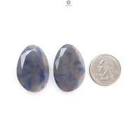 Blue, Silver Sapphire Gemstone Trapiche Faceted Cut: 90.00cts Natural Untreated Sapphire Egg Shape 36*24mm Pair September Birthstone