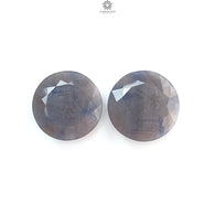 Blue, Silver Sapphire Gemstone Trapiche Faceted Cut: 94.00cts Natural Untreated Sapphire Round Shape 26mm Pair September Birthstone