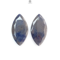 Blue, Silver Sapphire Gemstone Faceted Cut: 95.00cts Natural Untreated Sapphire Marquise Shape 46*24mm Pair September Birthstone