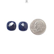 Blue Sapphire Gemstone Checker Cut: Natural Untreated Unheated Sapphire Cushion Shape Pair for Jewelry September Birthstone