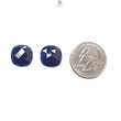 Blue Sapphire Gemstone Checker Cut: Natural Untreated Unheated Sapphire Cushion Shape Pair for Jewelry September Birthstone