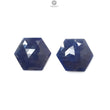 Blue Sapphire Gemstone Rose Cut Slices: 47.40cts Natural Untreated Sapphire Hexagon Shape 23*20mm Pair for Jewelry September Birthstone