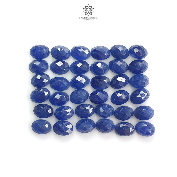 Blue Sapphire Gemstone Checker Cut : 39.20cts Natural Untreated Unheated 7*5mm Sapphire Oval Shape 36pcs Lot