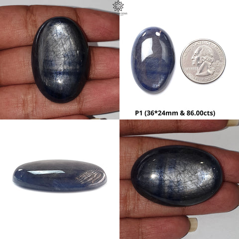 Star Sapphire Gemstone Cabochon: Natural Untreated Blue, Golden Brown Sapphire Oval Pear Shape Cabochon 1pc for Jewelry September Birthstone