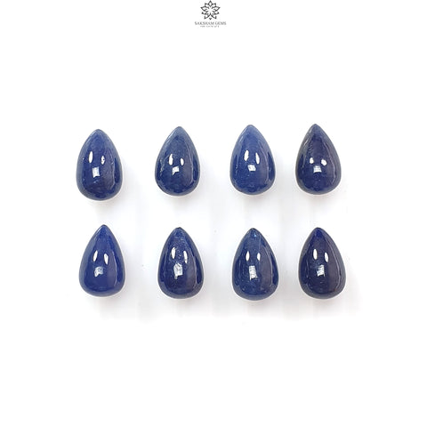 Blue Sapphire Gemstone Plain Teardrops: 43.40cts Natural Untreated Sapphire Tear drops 11mm 8pcs Lot for Jewelry September Birthstone