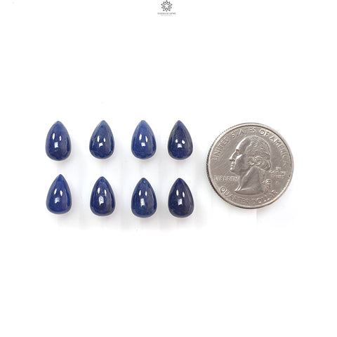 Blue Sapphire Gemstone Plain Teardrops: 43.40cts Natural Untreated Sapphire Tear drops 11mm 8pcs Lot for Jewelry September Birthstone