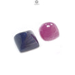 Blue Sapphire & Ruby Gemstone Cabochon: Natural Untreated Ruby Sapphire Cushion Shape 2pcs Set for Jewelry