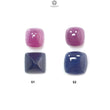 Blue Sapphire & Ruby Gemstone Cabochon: Natural Untreated Ruby Sapphire Cushion Shape 2pcs Set for Jewelry