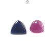 Blue Sapphire & Ruby Gemstone Cabochon: Natural Untreated Ruby Sapphire Cushion Shape 2pcs Set for Jewelry