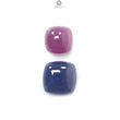 Blue Sapphire & Ruby Gemstone Cabochon: Natural Untreated Ruby Sapphire Cushion Shape 2pcs Set for Jewelry