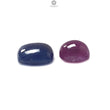 Blue Sapphire & Ruby Gemstone Cabochon: Natural Untreated Ruby Sapphire Cushion Shape 2pcs Set for Jewelry