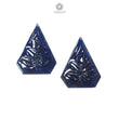 Dark Blue Sapphire Gemstone Carving: 44.60cts Natural Untreated Unheated Sapphire Hand Carved Fancy Shape 26*18mm Pair