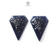 Dark Blue Sapphire Gemstone Carving: 44.60cts Natural Untreated Unheated Sapphire Hand Carved Fancy Shape 26*18mm Pair