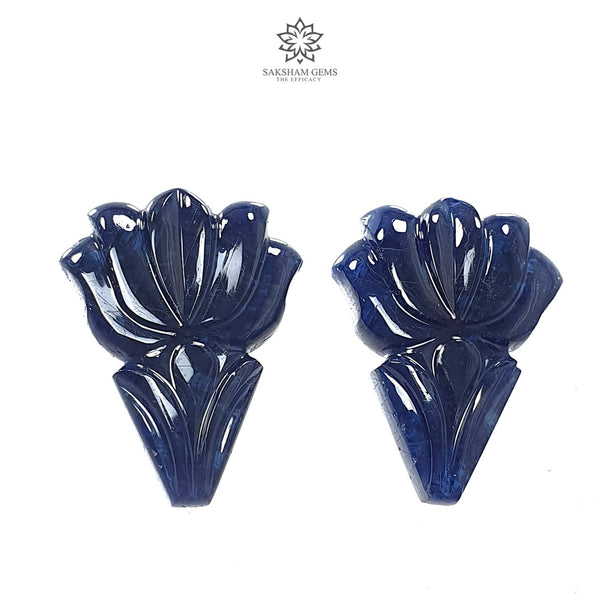 Dark Blue Sapphire Gemstone Carving 49.40cts