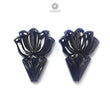 Dark Blue Sapphire Gemstone Carving: 49.40cts Natural Untreated Unheated Sapphire Hand Carved Fancy Shape 25*18mm Pair