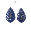 Dark Blue Sapphire Gemstone Carving: 61.60cts Natural Untreated Unheated Sapphire Hand Carved Fancy Shape 31*19mm Pair