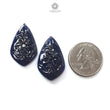 Dark Blue Sapphire Gemstone Carving: 61.60cts Natural Untreated Unheated Sapphire Hand Carved Fancy Shape 31*19mm Pair