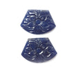 Blue Sapphire Gemstone Carving: 38.50cts Natural Untreated Unheated Sapphire September Birthstone Hand Carved Fancy Shape 25*17mm Pair