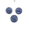 Blue Sapphire Gemstone Carving: Natural Untreated Unheated Sapphire Hand Carved Oreo Round Shape 3pcs Set for Jewelry September Birthstone