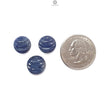 Blue Sapphire Gemstone Carving: Natural Untreated Unheated Sapphire Hand Carved Oreo Round Shape 3pcs Set for Jewelry September Birthstone