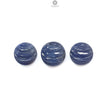 Blue Sapphire Gemstone Carving: Natural Untreated Unheated Sapphire Hand Carved Oreo Round Shape 3pcs Set for Jewelry September Birthstone