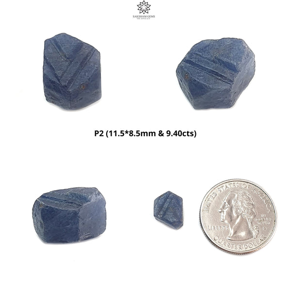 Record Keeper Blue Sapphire Gemstone Crystal: Natural Untreated Unheated Triangle Formative Healing Sapphire Rough Specimen 1pc