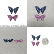 Blue & Pink Sapphire Gemstone Carving : Natural Untreated Unheated Sapphire Hand Carved Butterfly 2pairs Sets