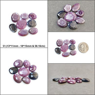 Blue & Raspberry Sapphire Gemstone Normal Cut : Natural Untreated Unheated Pink Sheen Sapphire Egg Shape Lots
