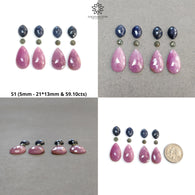 Pink & Yellow Blue Sapphire Gemstone Rose Cut : Natural Untreated Unheated Pear Oval Round And Marquise Shape 12pcs Sets For Jewelry